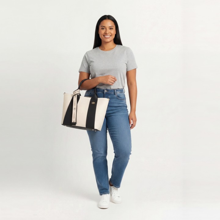 Bolso Baguette Bicolor con Foulard CB