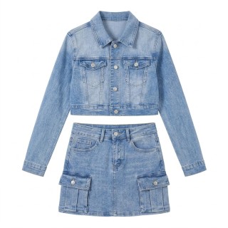 Conjunto Vaquero Mujer Chaqueta Crop + Falda