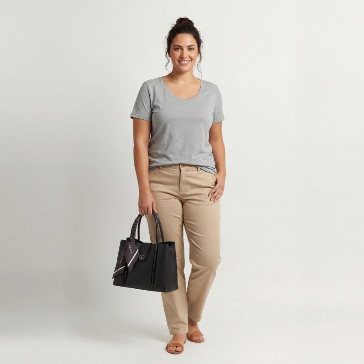 Bolso Shopper Lona con Cadenas Doradas