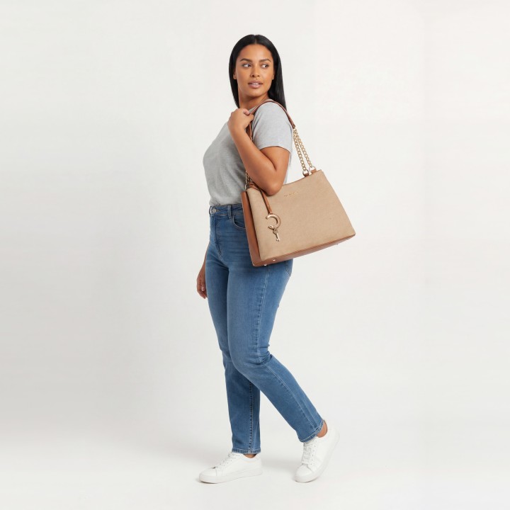 Bolso de Mano Saffiano con Foulard