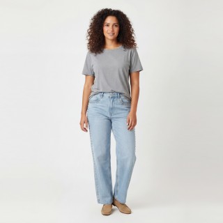 Jeans Wide Leg Mujer Azul Lavado Tachuelas Lateral