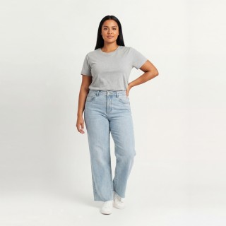Jeans Wide Leg Mujer Azul Claro Lavado Básico