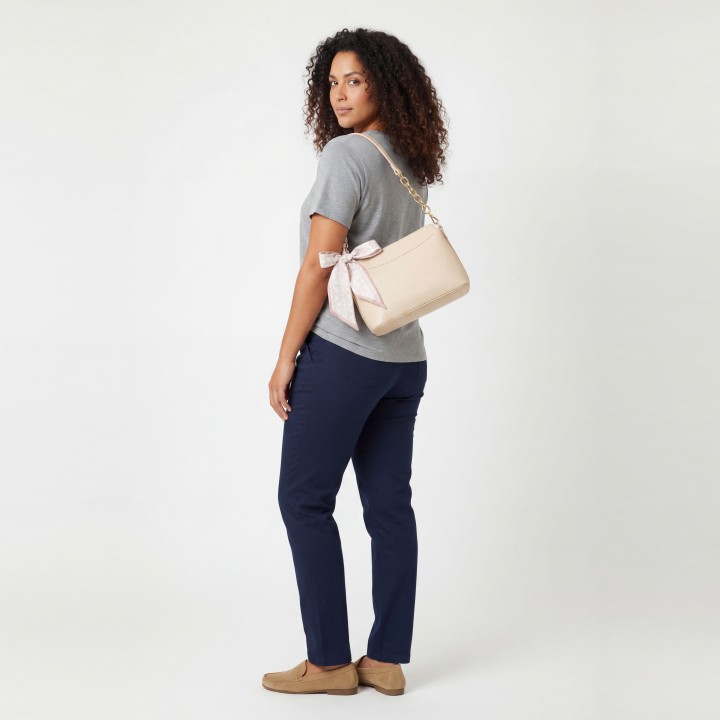 Bolso Baguette Bicolor Camel