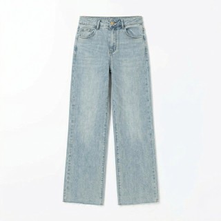Jeans Wide Leg Mujer Azul Claro Lavado Básico