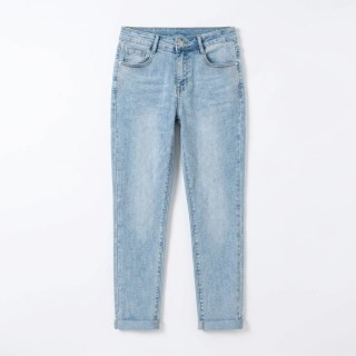 Jeans Mom Mujer Azul Claro Strass