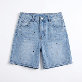 Shorts Vaqueros Mujer Azul Claro Pedrería