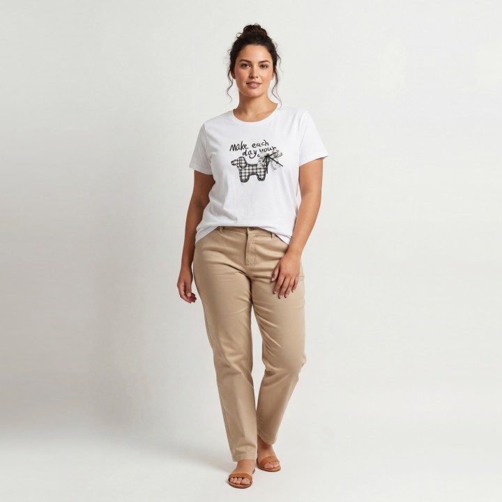 Camiseta Mujer Algodón Elástico