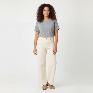Jeans Palazzo Mujer Blanco Crudo Cintura Alta