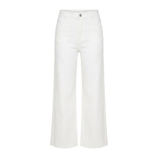 Jeans Palazzo Mujer Blanco Crudo Cintura Alta