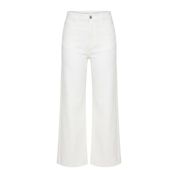 Jeans Palazzo Mujer Blanco Crudo Cintura Alta