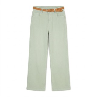 Pantalón Palazzo Mujer Verde Menta con Cinturón