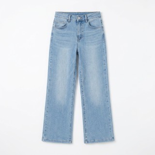 Pantalón Palazzo Mujer Azul Claro con Cinturón