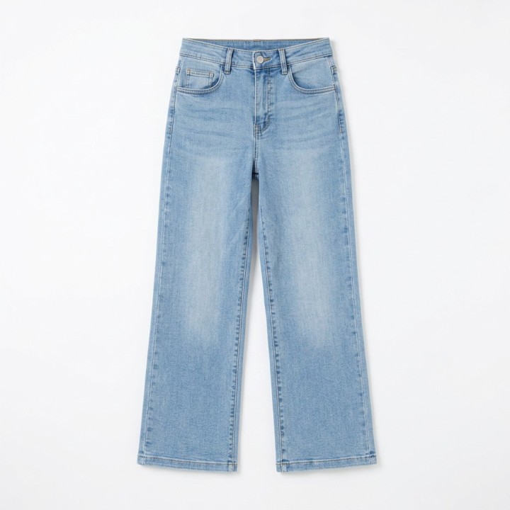 Pantalón Palazzo Mujer Azul Claro con Cinturón