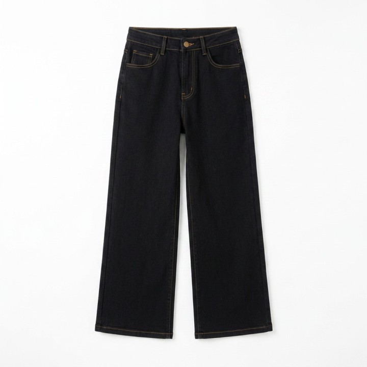 Pantalón Palazzo Mujer Negro con Cinturón Trenzado