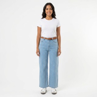 Pantalón Palazzo Mujer Azul Básico con Cinturón