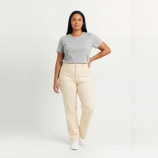 Pantalón Palazzo Mujer Crema/Vainilla Bolsillos