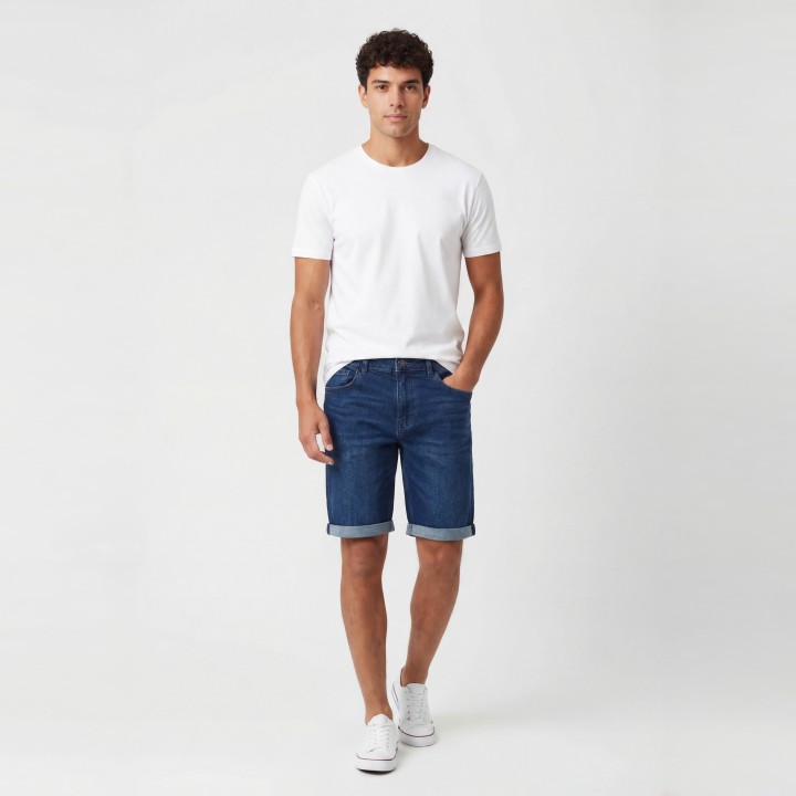 Bermuda Vaquera Hombre Azul Oscuro