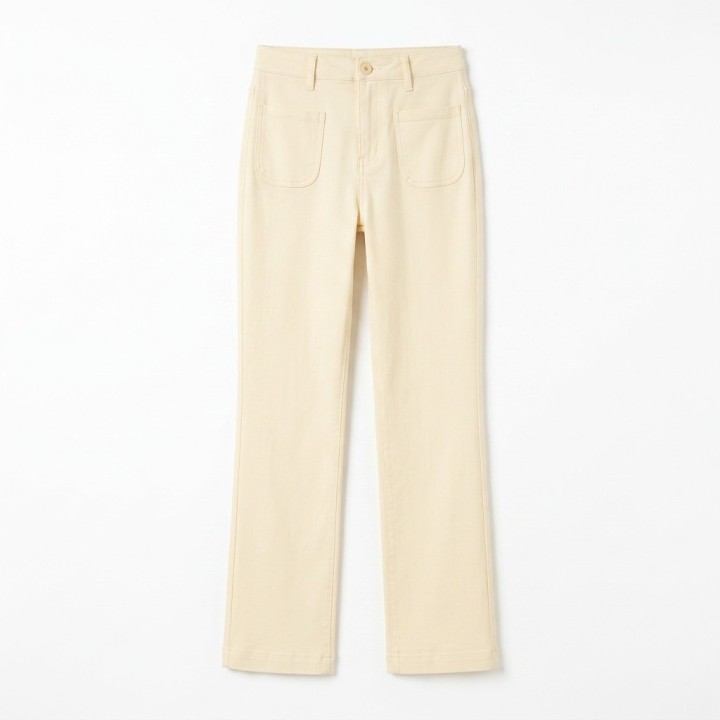 Pantalón Palazzo Mujer Crema/Vainilla Bolsillos