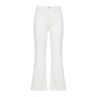 Pantalón Palazzo Mujer Blanco Botón Dorado