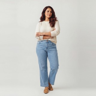 Jeans Wide Leg Talla Grande Mujer Azul Claro