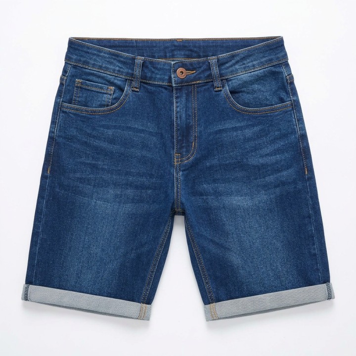Bermuda Vaquera Hombre Azul Medio