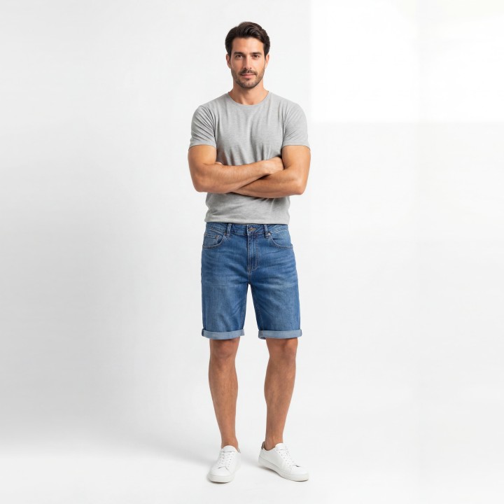 Bermuda Vaquera Hombre Estructurada