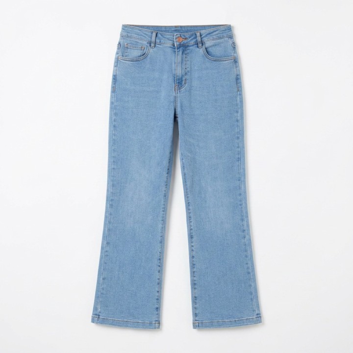 Jeans Wide Leg Talla Grande Mujer Azul Claro