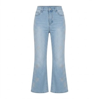 Jeans Flare Mujer Azul Claro Estrella Strass