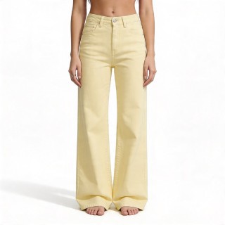 Jeans Wide Leg Mujer Amarillo Pastel