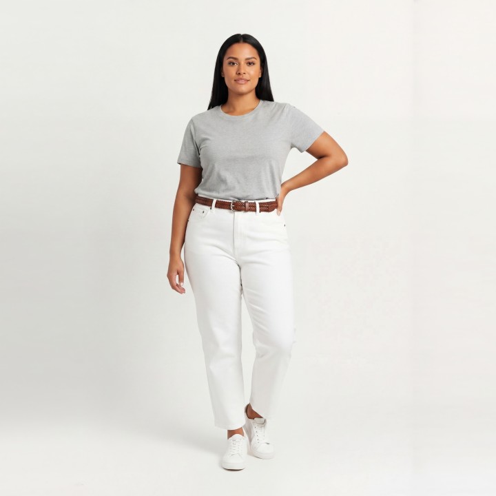 Pantalón Culotte Mujer Blanco con Cinturón Trenzado