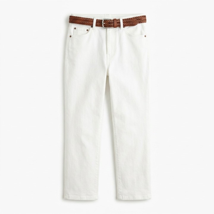 Pantalón Culotte Mujer Blanco con Cinturón Trenzado