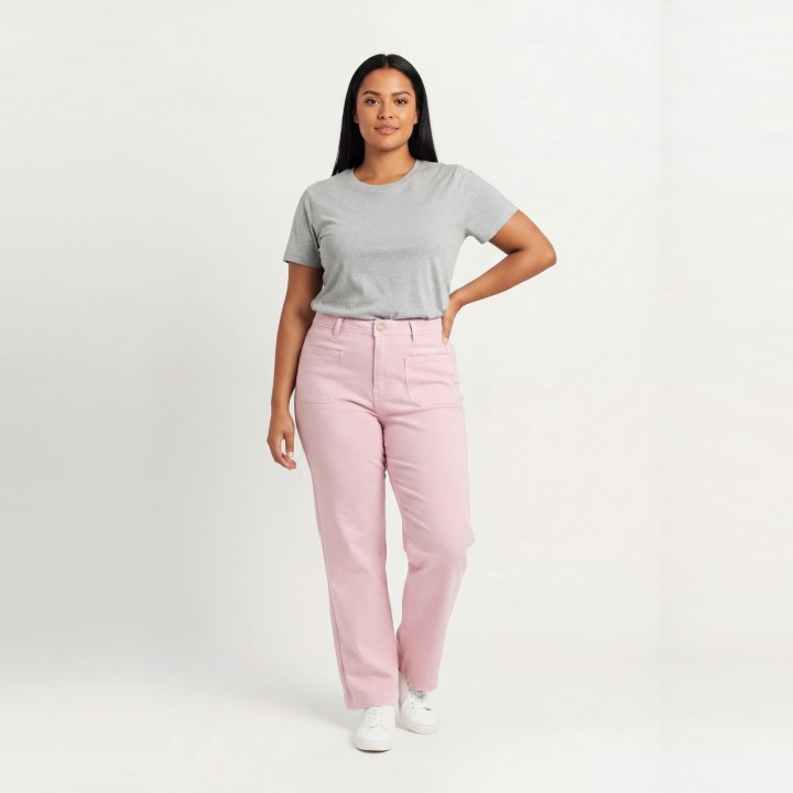 Pantalón Palazzo Mujer Rosa Palo Bolsillos