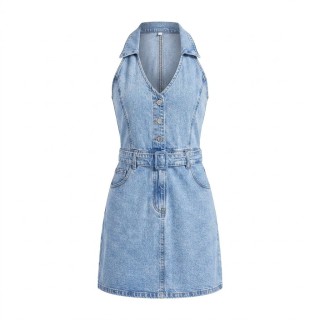 Vestido Vaquero Corto Mujer Estilo Francés