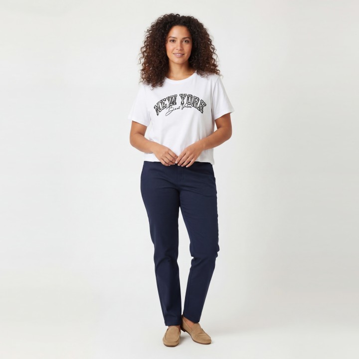 Camiseta Mujer "New York" Crop Estampada
