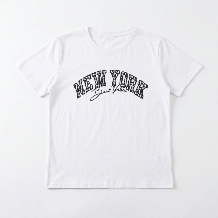 Camiseta Mujer "New York" Crop Estampada