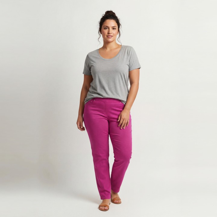 Pantalón Mujer Elástico Algodón Colores