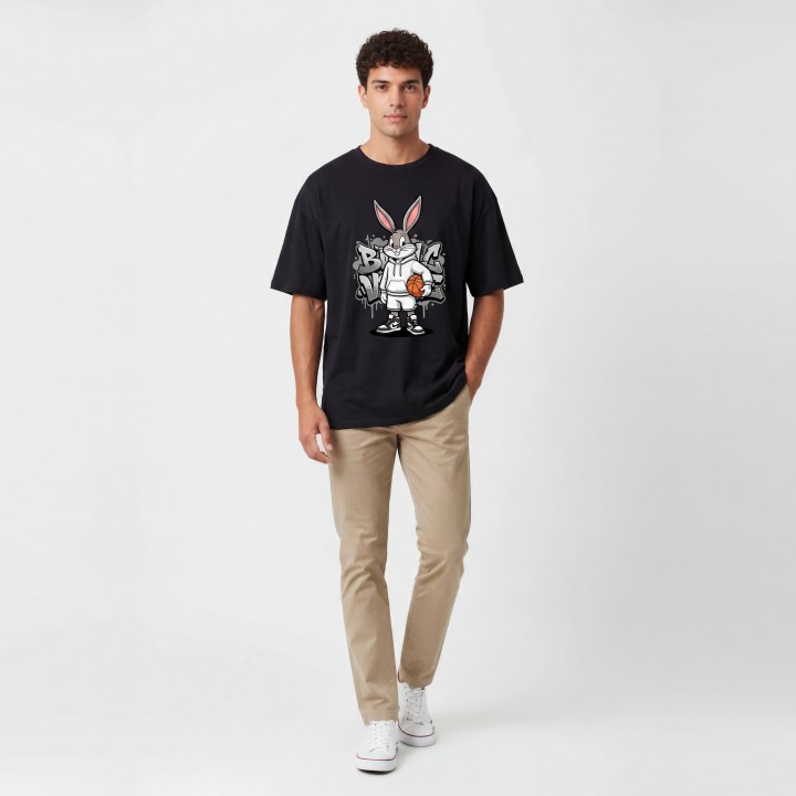 Camiseta Hombre Oversize "Bugs Bunny Basketball"