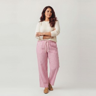 Pantalón Mujer Lino Fluido a Rayas