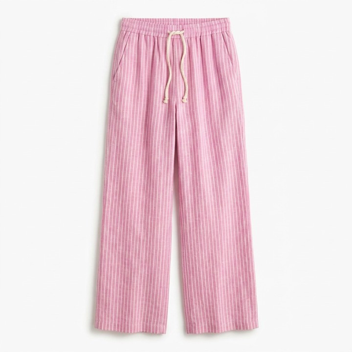 Pantalón Mujer Lino Fluido a Rayas