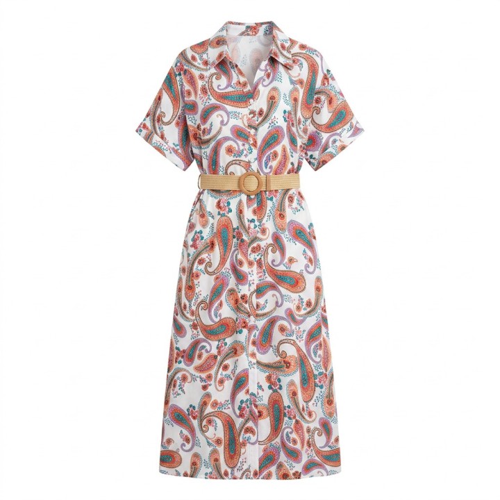 Vestido Largo Mujer Estampado Paisley