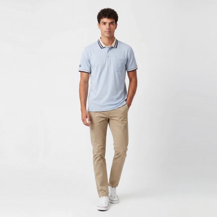 Polo Hombre Manga Corta con Bolsillo Premium
