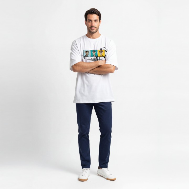 Camiseta Hombre Oversize No Fake Smile Estampada