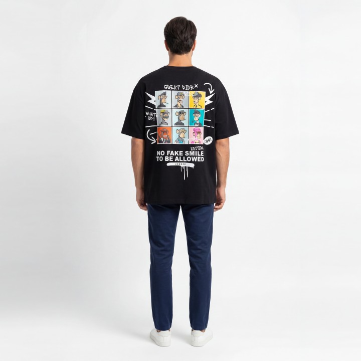 Camiseta Hombre Oversize No Fake Smile Estampada