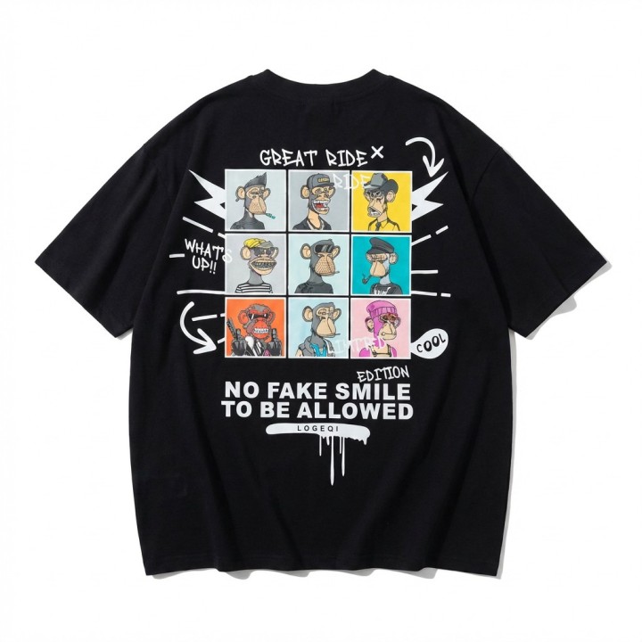 Camiseta Hombre Oversize No Fake Smile Estampada