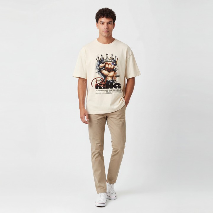 Camiseta Hombre Oversize King Corona Estampada