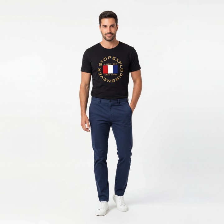 Camiseta Hombre Never Stop Exploring Bandera Francia