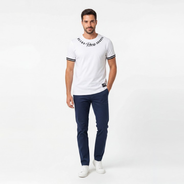 Camiseta Hombre Paris Black Angels Bordado Cuello