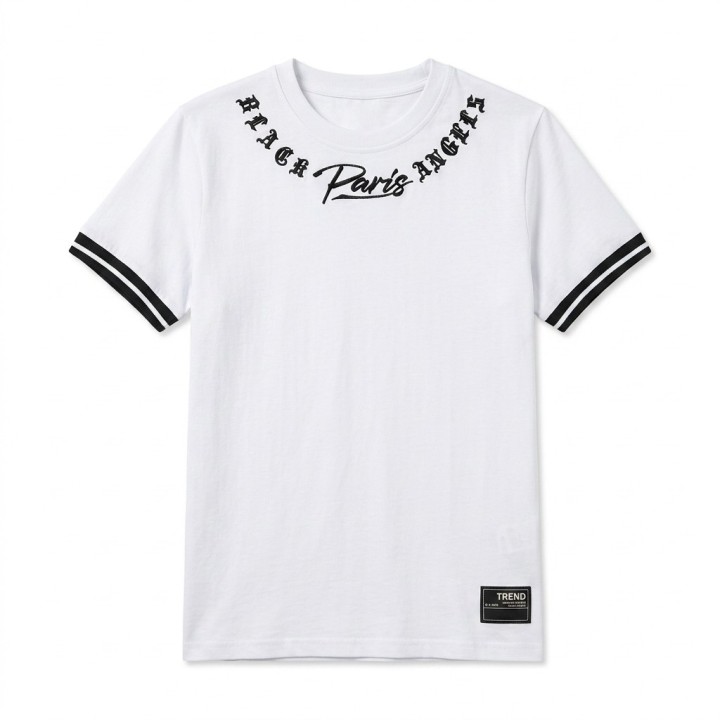 Camiseta Hombre Paris Black Angels Bordado Cuello