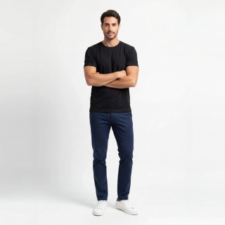 Camiseta Hombre Básica Lisa Negro Premium