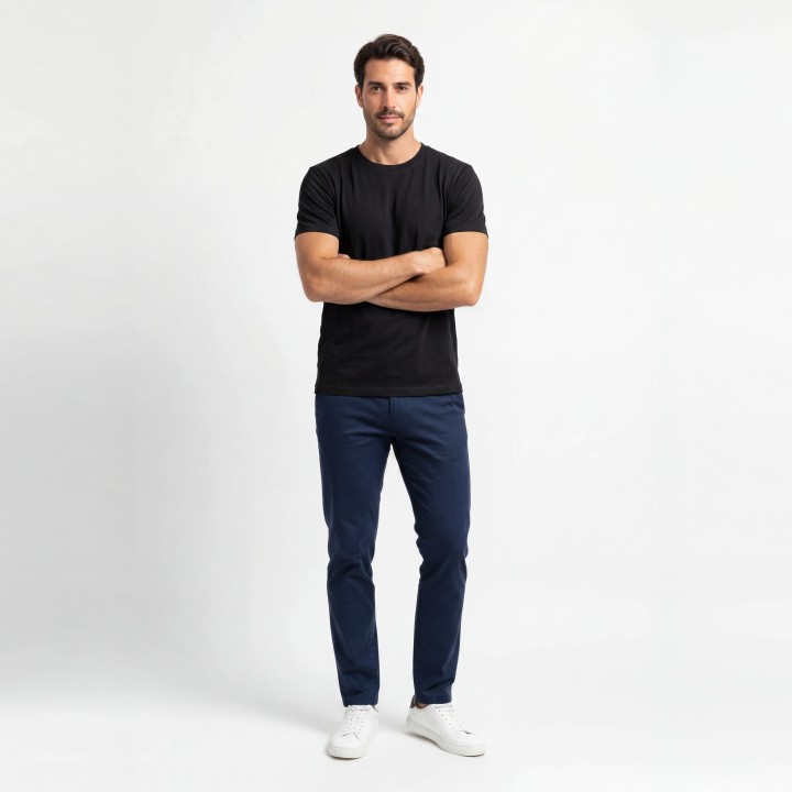 Camiseta Hombre Básica Lisa Negro Premium